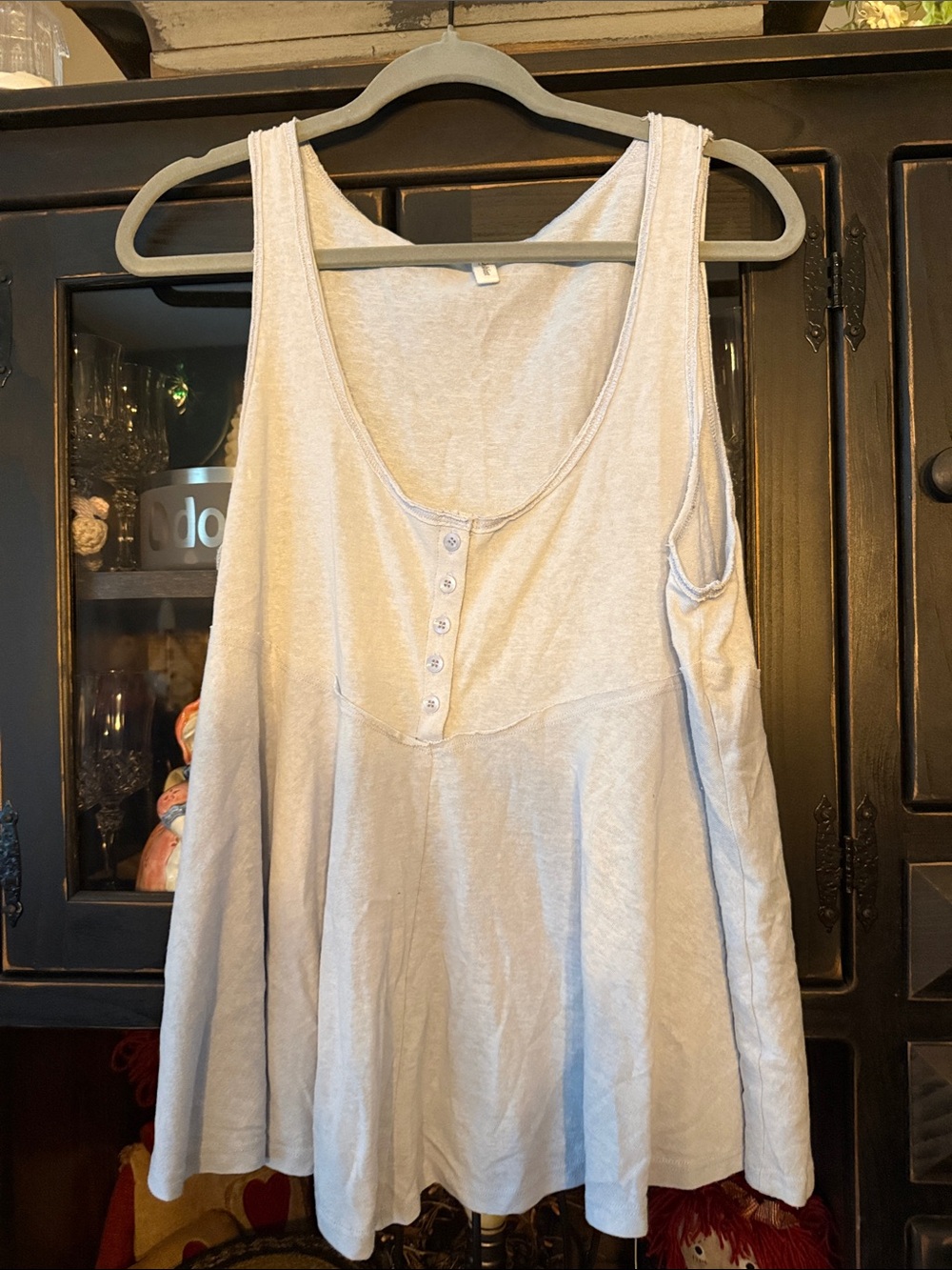 Wishlist Light Gray Scoop Neck Henley Tank